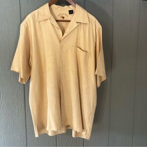 Men's Beige Short Sleeve Button Down Shirt